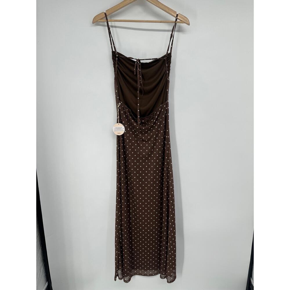 Camila Coelho Polka Dot Maxi Dress Draped Spaghetti Strap Open Back Backless - Picture 5 of 9